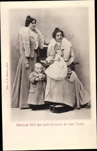 Ak Mevrouw Eloff met hare Kinderen en haar Zuster, Nachfahren von Paul Krüger