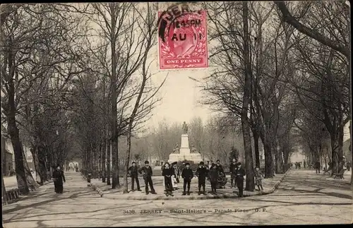 Ak Saint Helier Kanalinsel Jersey, Parade Place, Denkmal