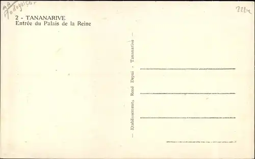 Ak Antananarivo Tananarive Madagaskar, Entree du Palais de la Reine