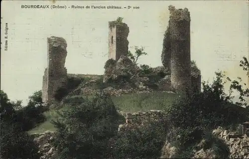 Ak Bourdeaux Drôme, Ruines de l'ancien chateau