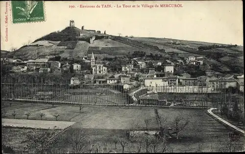 Ak Mercurol Drôme, La Tour et la Village