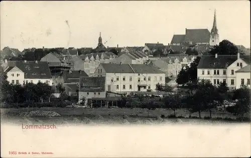 Ak Lommatzsch in Sachsen, Teilansicht, Kirche