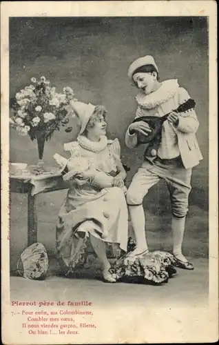 Ak Pierrot père de famille, Pour enfin, ma Colombinette