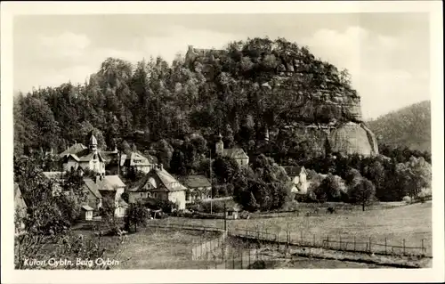 Ak Oybin in der Oberlausitz, Ort mit Berg Oybin