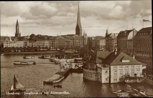 Ak Hamburg Mitte, Jungfernstieg mit Alsterpavillon