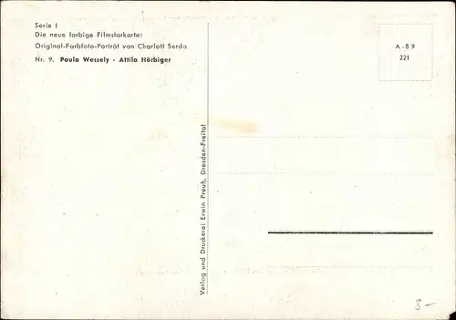 Ak Schauspieler Paula Wessely und Attila Hörbiger