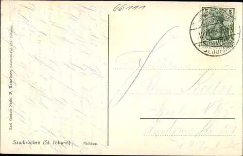Ak St. Johann Saarbrücken im Saarland, Rathaus