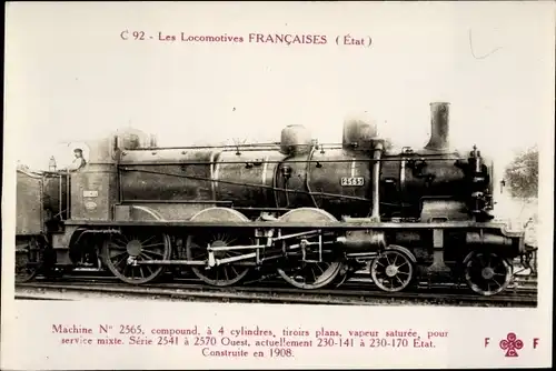 Ak Les Locomotives Francaises, Etat, Machine No. 2565 compound