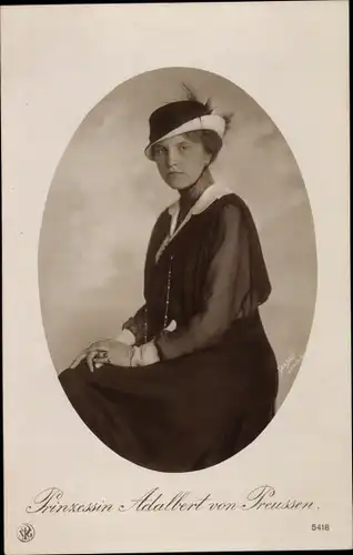 Ak Adelheid von Sachsen Meiningen, Prinzessin Adalbert von Preußen, Portrait