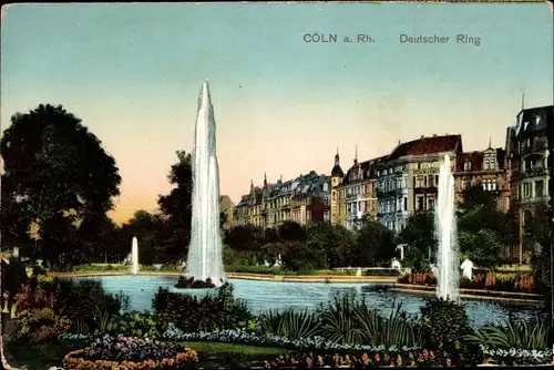 Ak Köln am Rhein, Deutscher Ring, Fontäne