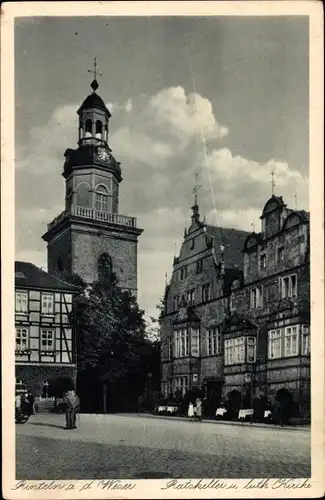 Ak Rinteln an der Weser Kreis Schaumburg, Ratskeller und Lutherkirche