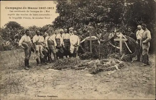 Ak Campagne du Maroc 1907-1911, Survivants de l'attaque du 5 Mai, Tombes