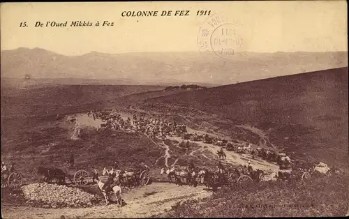 Ak Marokko, Colonne de Fez 1911, De l'Oued Mikkes a Fez