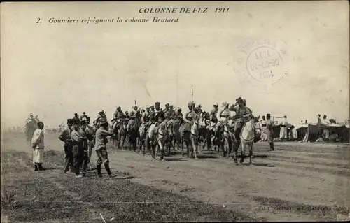 Ak Marokko, Colonne de Fez 1911, Goumiers rejoignant la colonne Brulard