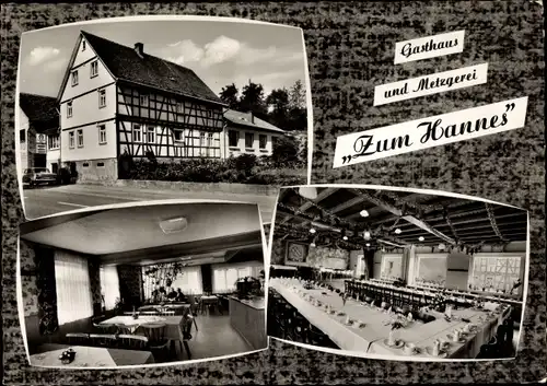 Ak Fürth im Odenwald Hessen, Gasthaus Zum Hannes, Straßenansicht, Inneres