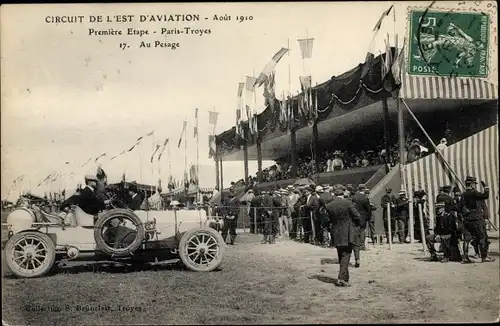 Ak Troyes Aube, Circuit de l'Est d'Aviation 1910, Tribüne, Auto