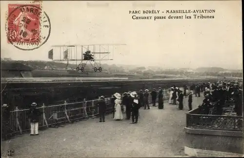 Ak Marseille Bouches du Rhône, Parc Borély, Aeroplane, Cheuret