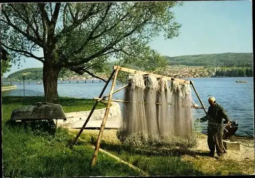 Ak Hemmenhofen Gaienhofen am Bodensee, Bodensee-Fischer, Fischernetze