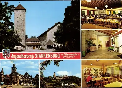 Ak Heppenheim an der Bergstraße, Jugendherberge Starkenburg, Marktplatz