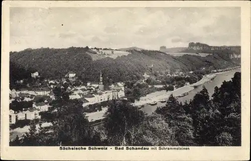 Ak Bad Schandau Sächsische Schweiz, Ort mit Schrammsteinen