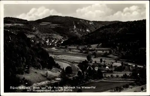 Ak Muggendorf Wiesenttal Fränkische Schweiz, Blick von der Ruine Neideck