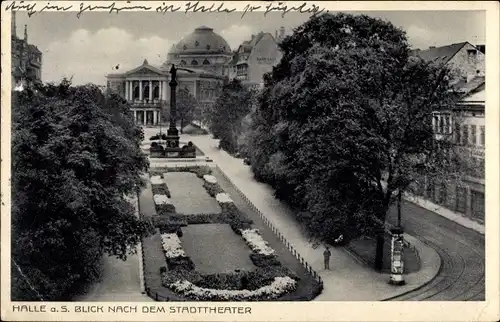 Ak Halle an der Saale, Blick nach dem Stadttheater