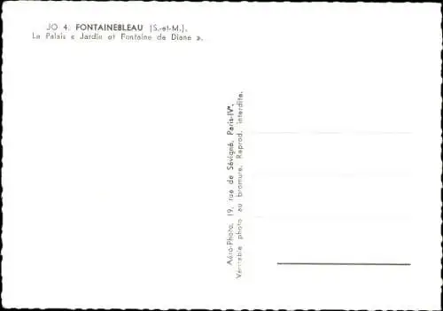 Ak Fontainebleau Seine et Marne, le Palais Jardin et Fontaine de Diane
