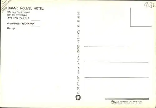 Ak Oyonnax Ain, Grand Nouvel Hotel, 31 rue René Nicod