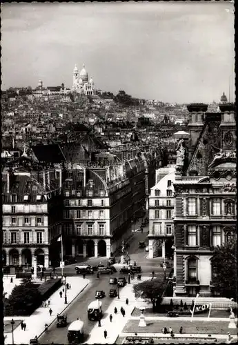 Ak Paris XVIII Montmartre, Place des Pyramides, butte Montmartre et Sacré Coeur