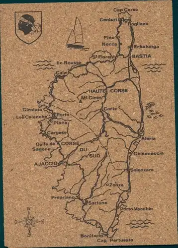 Landkarten Ak Haute Corse Korsika, L'Ile de Beaute, La Corse