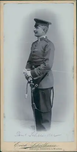 Foto Deutscher Soldat in Uniform, Paul Schumann, Portrait, Degen