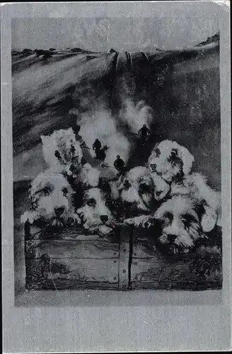 Künstler Ak Salvador Dali, La melancolie gateuse des chiens comme une vertigineuse descente en ski