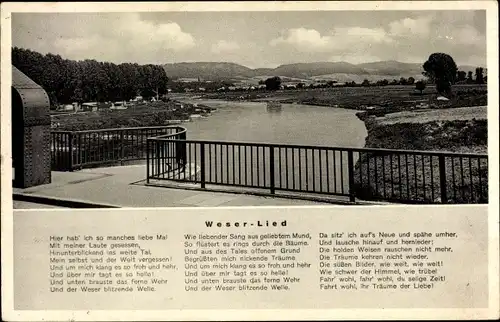 Lied Ak Rinteln an der Weser, Weserlied, Brücke, Schwimmbad