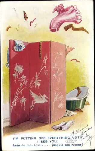 Ak Frau zieht sich aus, I'm putting off everything until I see You...