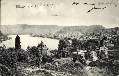 Ak Boppard am Rhein, Teilansicht mit Rhein