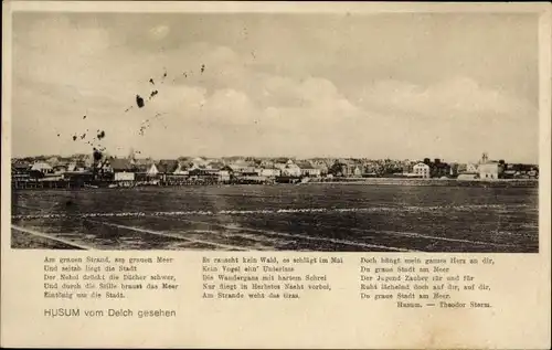 Ak Husum in Nordfriesland, Blick vom Deich, Gedicht von Theodor Storm