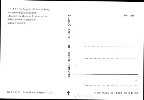 Ak Seiffen im Erzgebirge, PGH Seiffener Volkskunst, Schauwerkstatt, Drechsler, Nussknacker