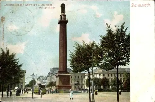 Ak Darmstadt Hessen, Luisenplatz mit Ludwig's Denkmal