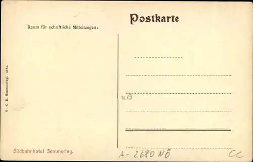 Ak Semmering in Niederösterreich, Südbahnhotel