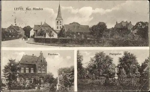 Ak Lette Oelde im Münsterland, Kirche, Pfarrhaus, Pfarrgarten