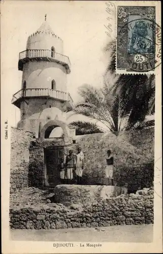 Ak Djibouti Dschibuti, La Mosquee, Einheimische vor der Moschee