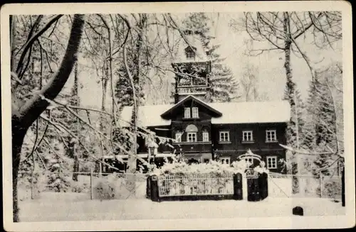 Ak Oybin Oberlausitz, Haus Hubertus, FDGB Vertragsheim, Winter