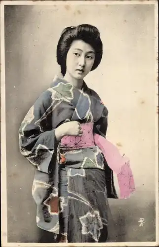 Ak Frau in japanischer Tracht, Portrait