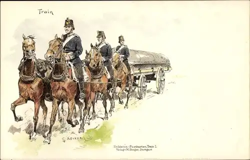 Künstler Litho  Becker, C., Garde Train, Karte Nr. 25