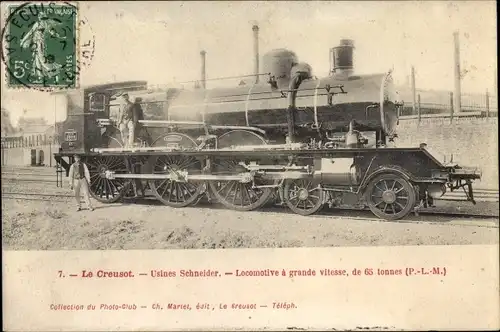 Ak Locomotive Francaise, PLM, Le Creusot, Usines Schneider