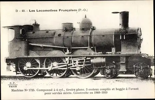 Ak Les Locomotives Francaises, PO, Machine No. 1725