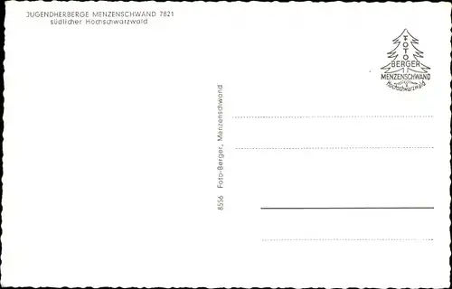 Ak Menzenschwand Sankt Blasien im Schwarzwald, Jugendherberge