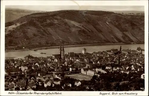 Ak Boppard am Rhein, Blick vom Kreuzberg, Köln-Düsseldorfer Rheindampfschifffahrt