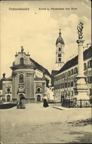 Ak Ochsenhausen in Baden Württemberg, Kirche und Fürstenbau von West gesehen