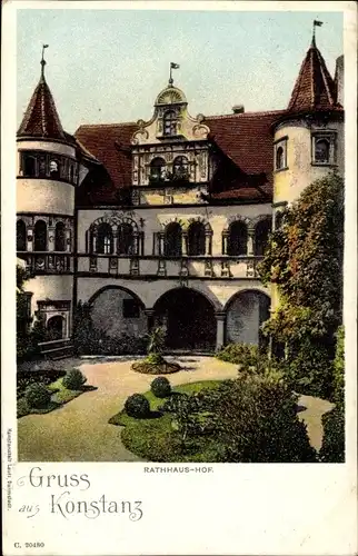 Ak Konstanz am Bodensee, Rathaus Hof